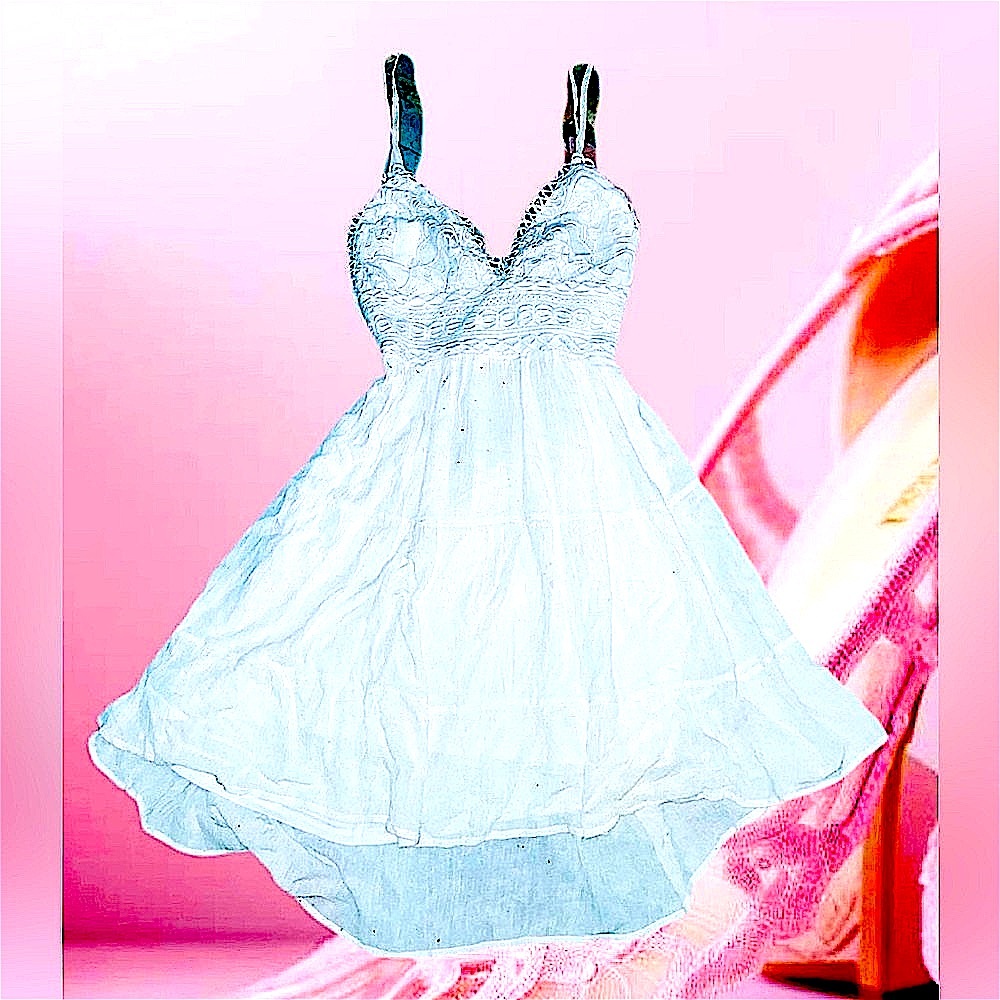 Windsor White Lace-Embedded tie back dress m
